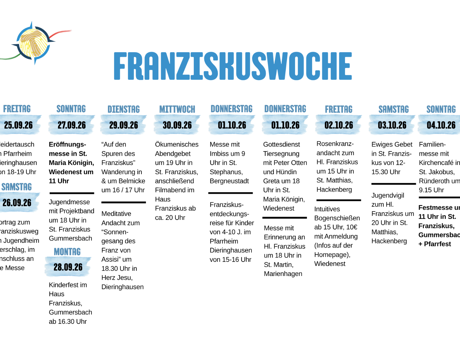 Liste der Aktionen der Franziskuswoche