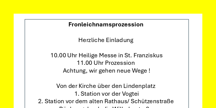 Plakat Fronleichnam Gm