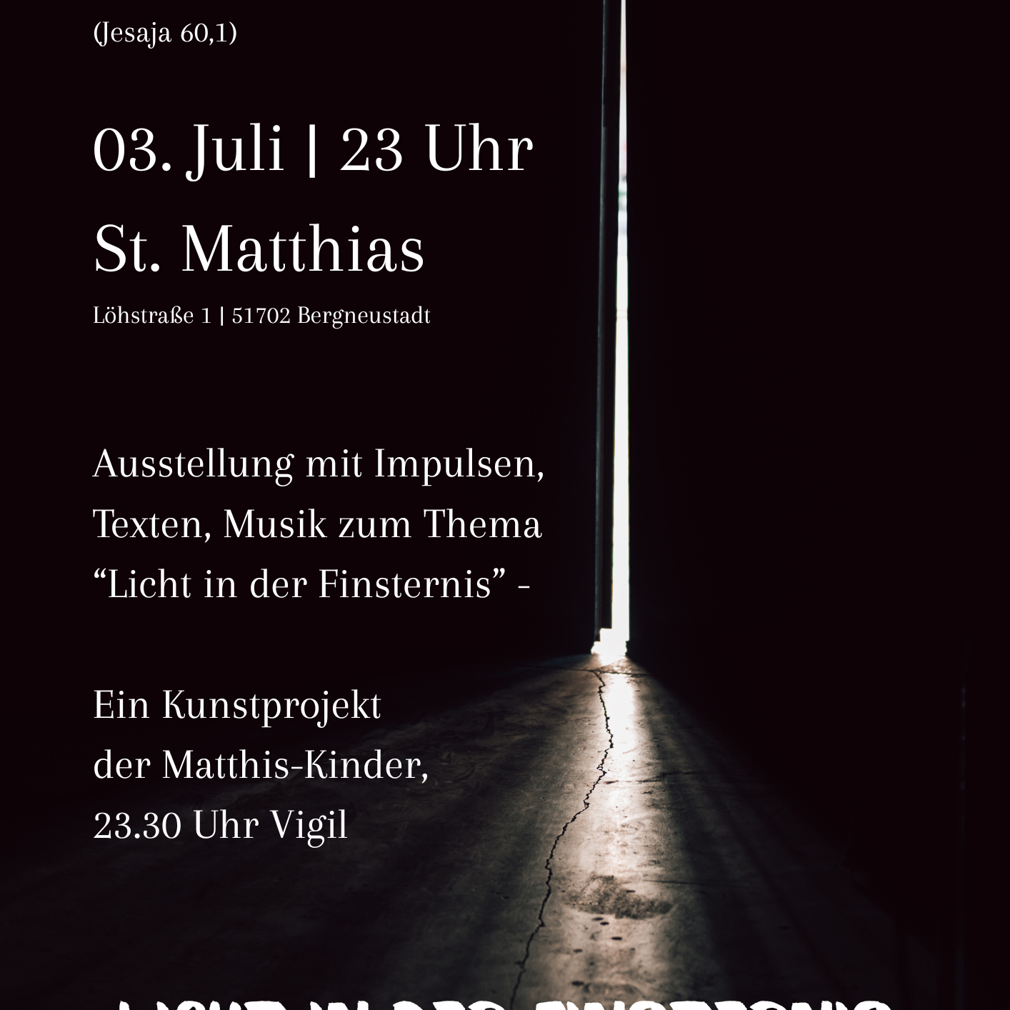Plakat Licht in der Finsternis